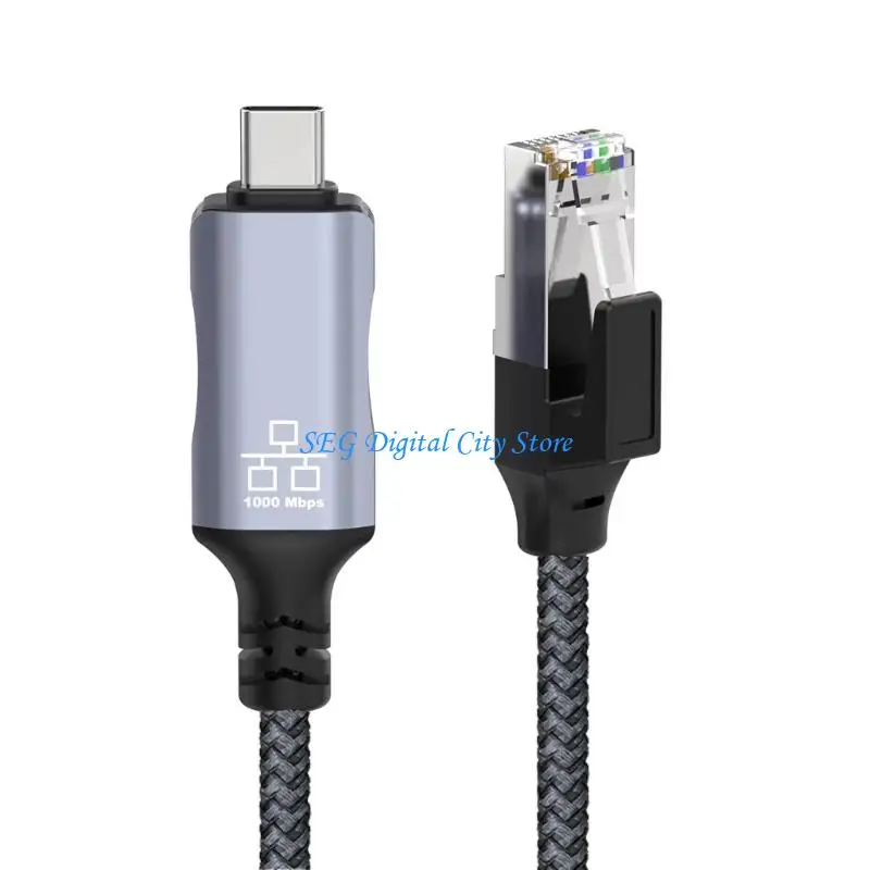 

U75B 1.8m Long USB Type C To RJ45 Ethernet Cable Gigabit Speed Braided Cord Wire