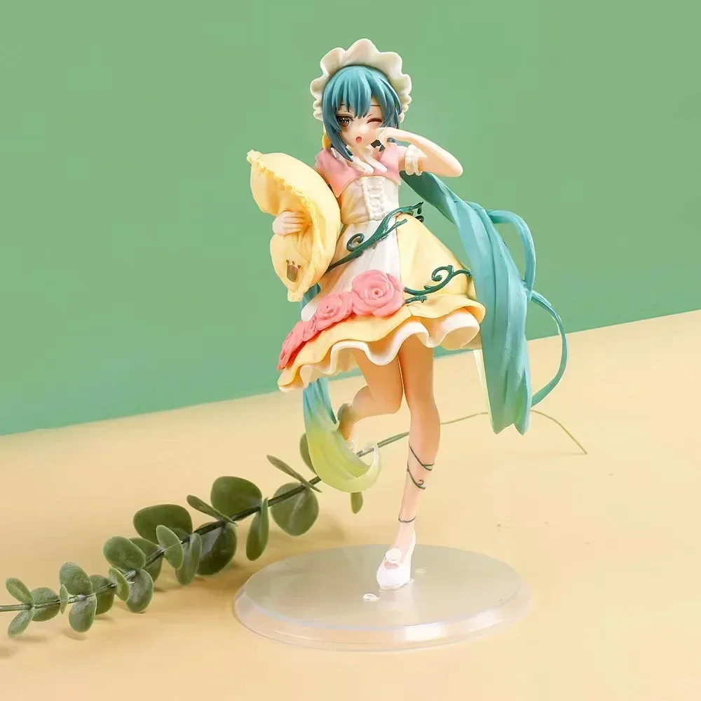 Bandai 21CM Hatsune Miku Anime Figure Fairy Mirror Sleeping Beauty Peripheral Figures Car Ornaments Model Decoration Toys Gift