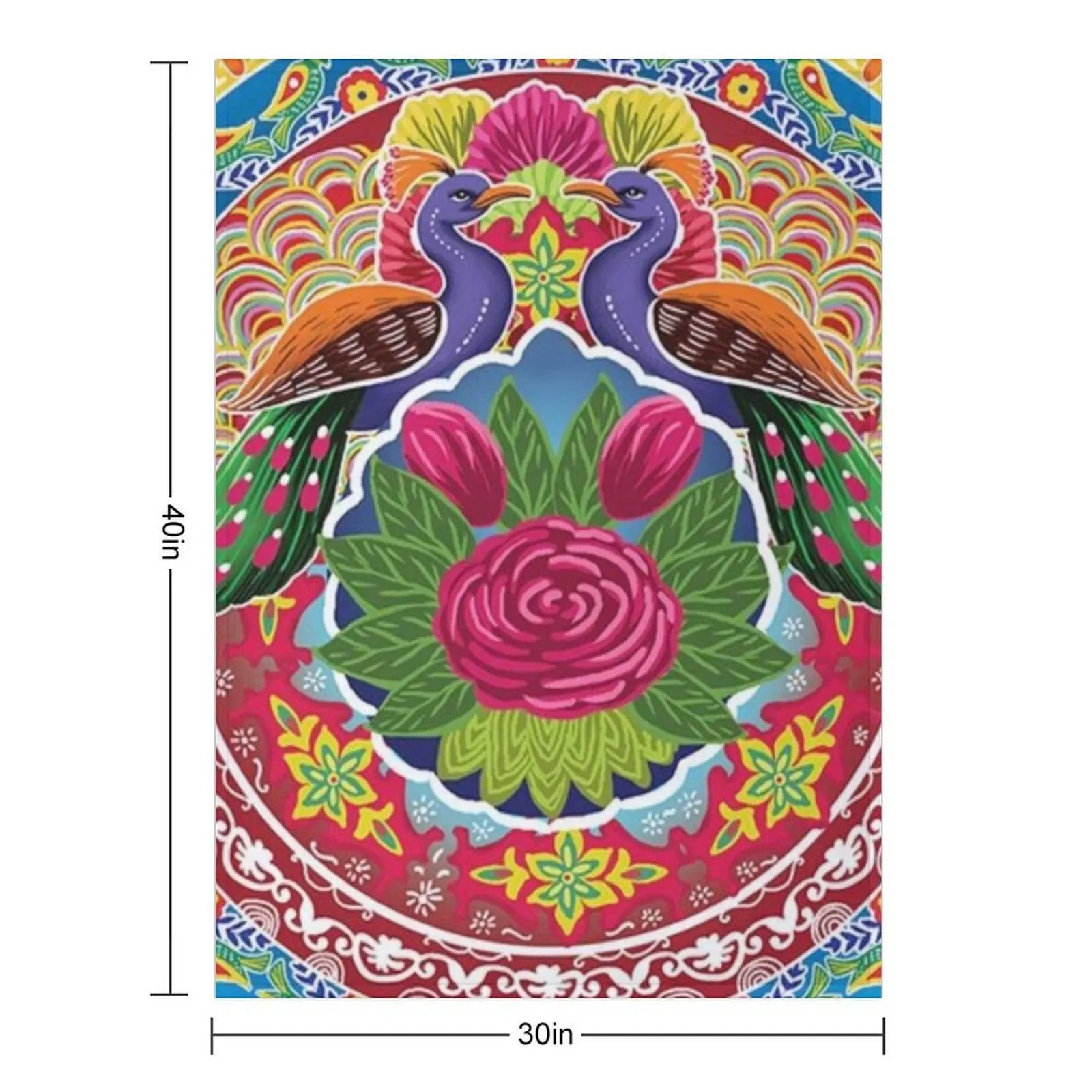 2 Peacock (Mor) - Truck Art Unique Style - Pakintani Truck - Pakistani Local Truck Throw Blanket Single bed plaid Blankets