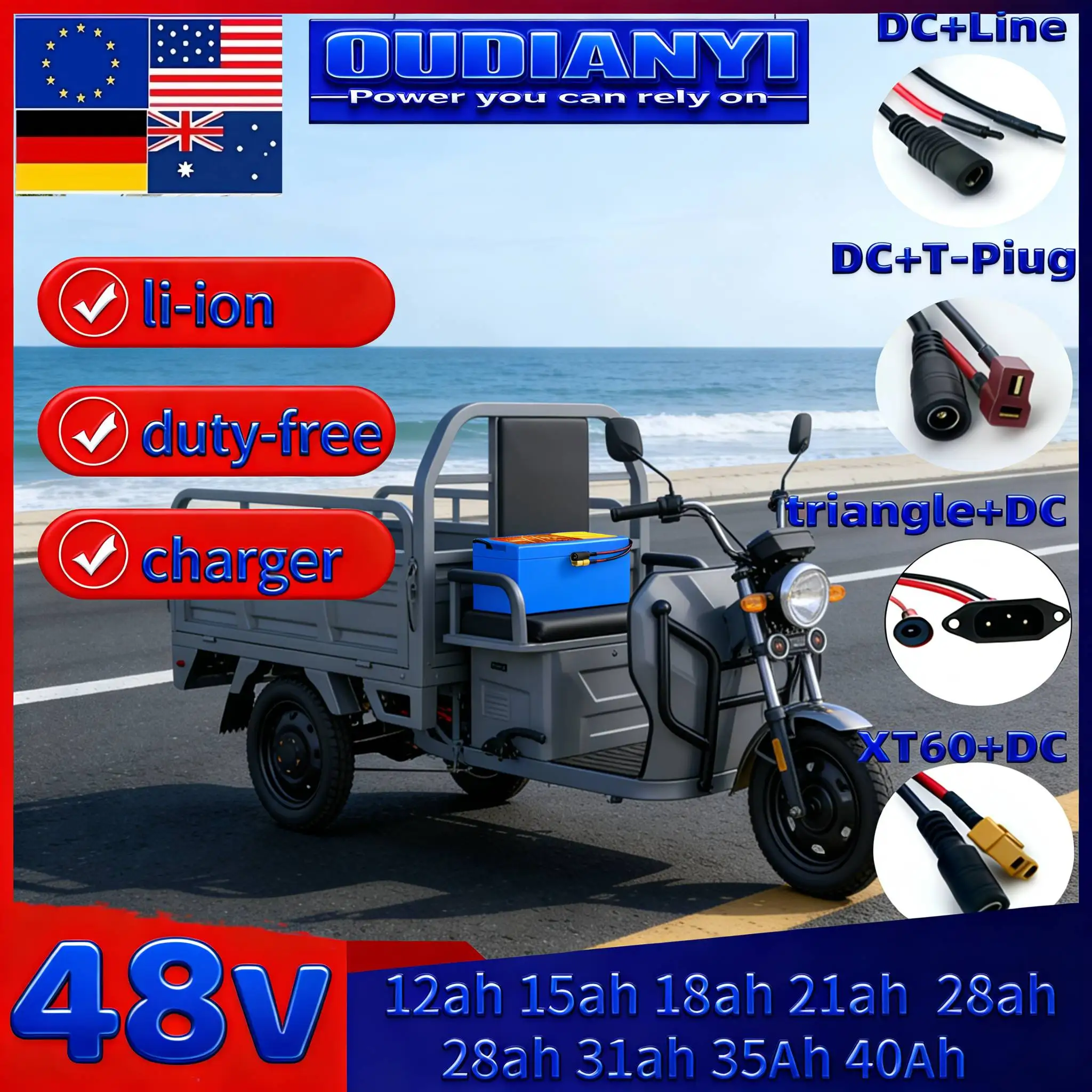 

New 48V 12AH 15Ah 18Ah 21Ah 24Ah 28Ah 31Ah 35Ah 40Ah Li-ion Battery With BMS 1500W Power Supply Compatible With 42V E-Scooter Ec