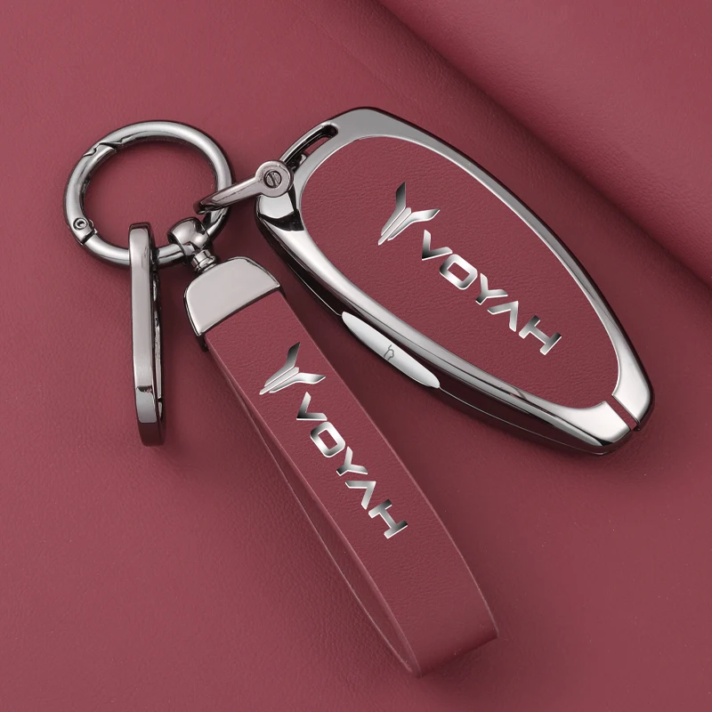 Zinc Alloy Leather Car Key Case Cover Shell Fob For Voyah Free I-Land Dreamer 2021-2023 Keychain Auto Key Protection Accessories