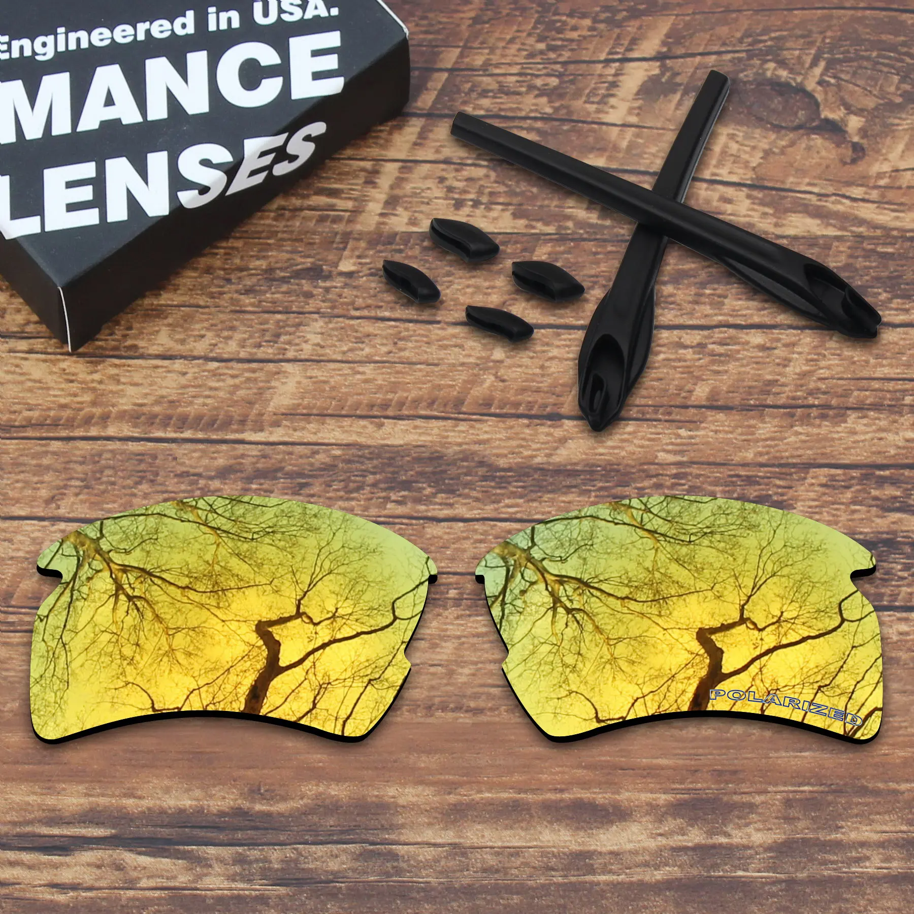 

Millerswap Resist Seawater Corrosion Gold Polarized Replacement Lenses and Black Ear Socks & Nose Pads for Oakley Flak 2.0 XL