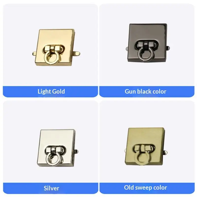 Quadratischer Drehverschluss für Handtaschen, Umhängetaschen, Geldbörsen, Etuis, Metall-Reißverschlüsse, verschleißfest – Detail 4