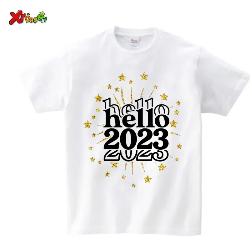 Family Shirts Happy New Year Hello 2025 Matching Outfits Hello Party Shirt Clothing Toddler Baby Clothes Couple Matching Outfit