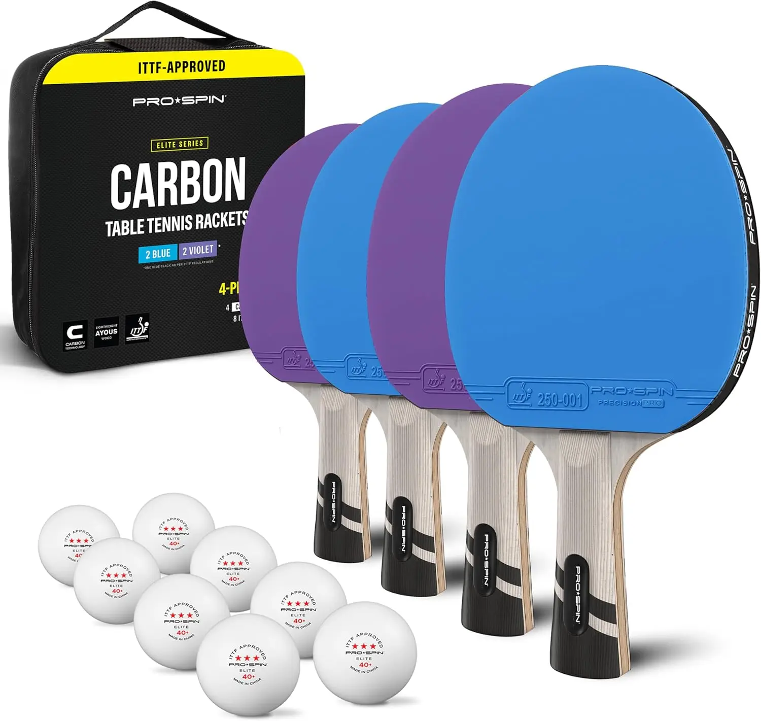 

ITTF Approved Carbon Fiber Ping Pong Paddles – Pro Table Tennis Rackets with 7-Ply Blade, Premium Rubber, 2.0mm Sponge for Superior Control