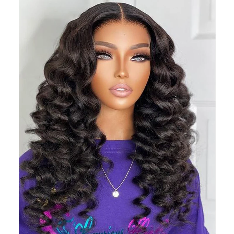 

Soft 180Density 26 Long Natural Black Deep Wave Curly Lace Front Wig For Women Babyhair Preplucked Heat Resistant Glueless Daily