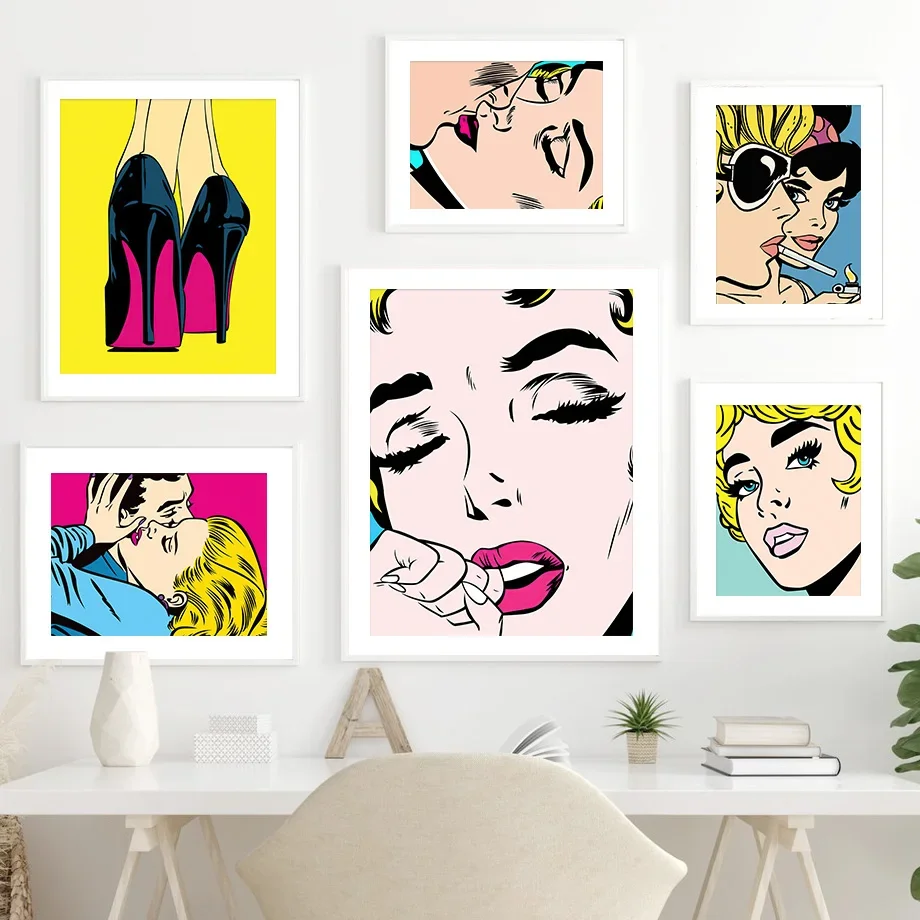 

Lichtenstein High Heels Angry Smokes Wall Pop Art Canvas Painting Nordic Posters And Prints Wall Pictures For Living Room Decor