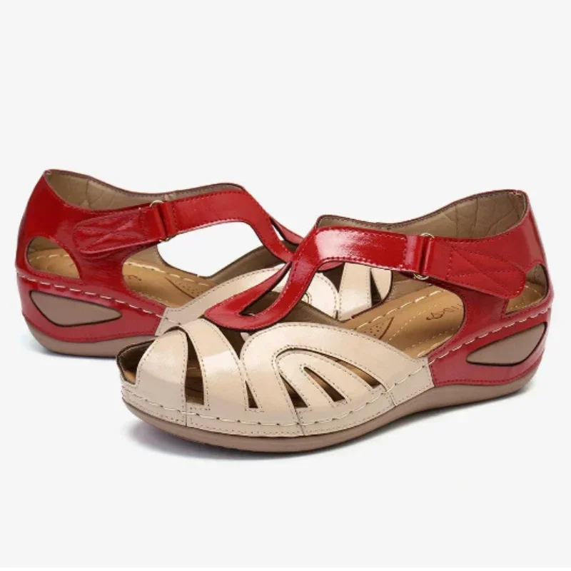 Sandalias con hebilla cruzada para Mujer, zapatos De tacón con cabeza redonda, estilo Retro europeo y americano, novedad De verano