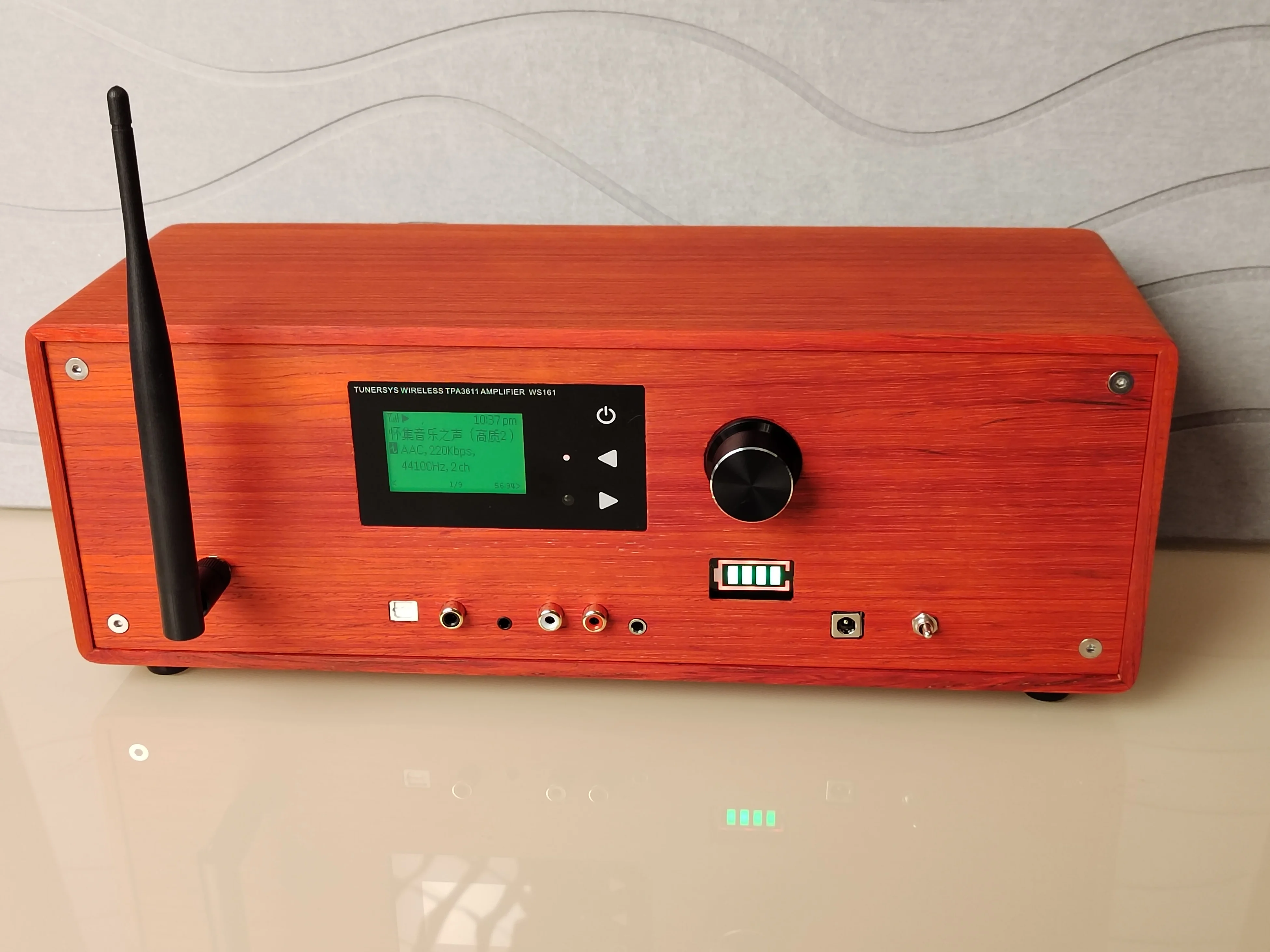 

Radio Internet WiFi Red Pear Solid Wood Vintage Wireless Network Bluetooth Speaker Audio Tuner Stereo Receiver DAC Optical in