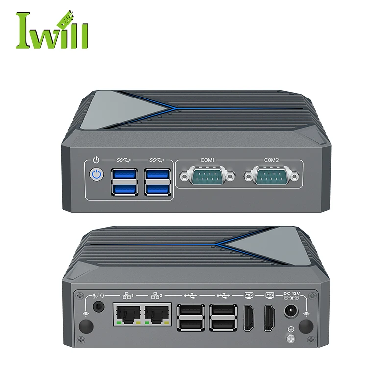 Fanless Industrial Pc  N150  2HD 4K Display  2 LAN DD5 Mini PC  Support Win 11 Linux