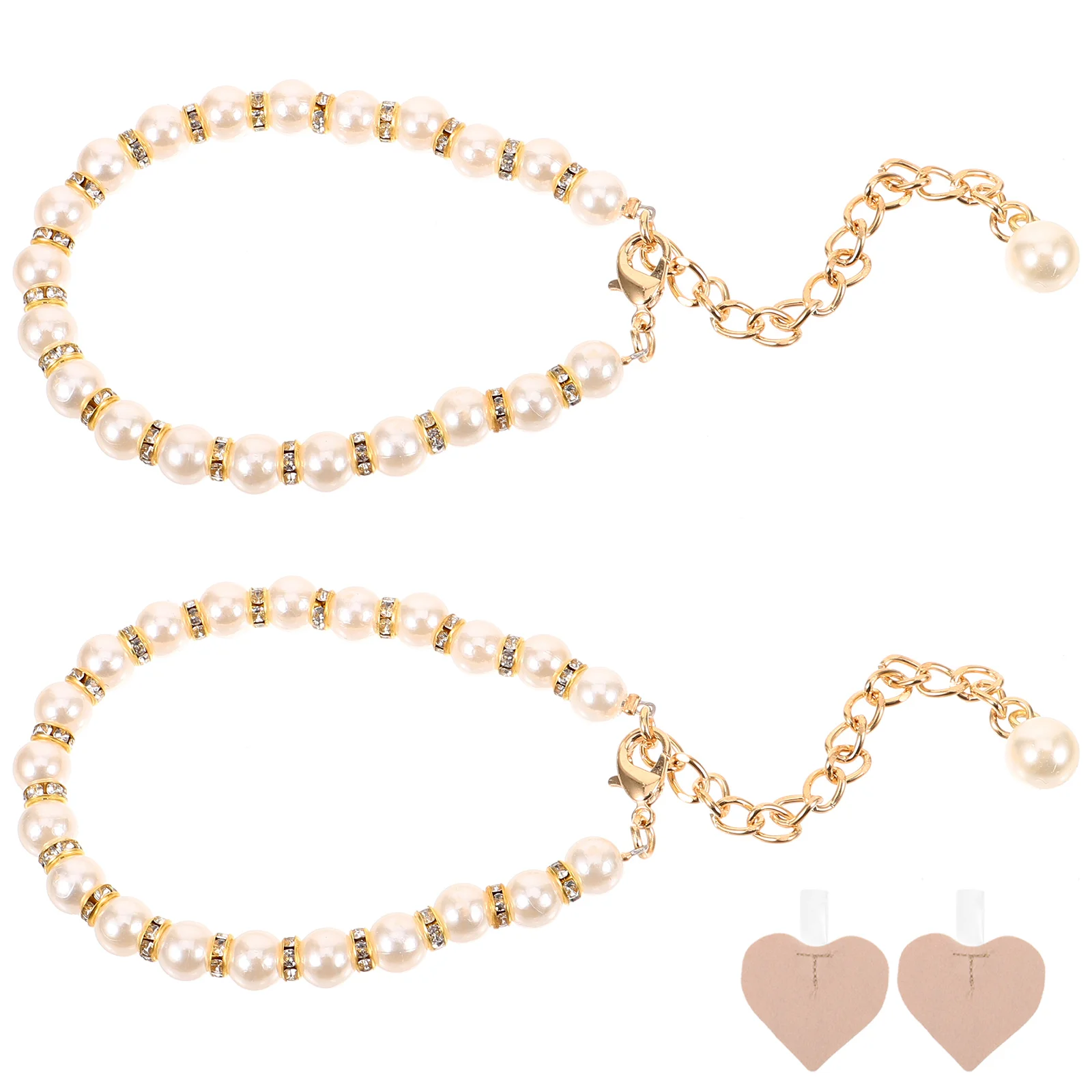 2 шт., жемчужные цепочки на высоком каблуке, декоративные ремни для обуви, металлические ремешки на щиколотке для женщин, белые сменные противоскользящие аксессуары для ботинок