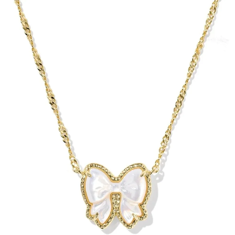 Colorful bow fashion necklace for women ins sweet and simple princess dopamine simple clavicle chain jewelry