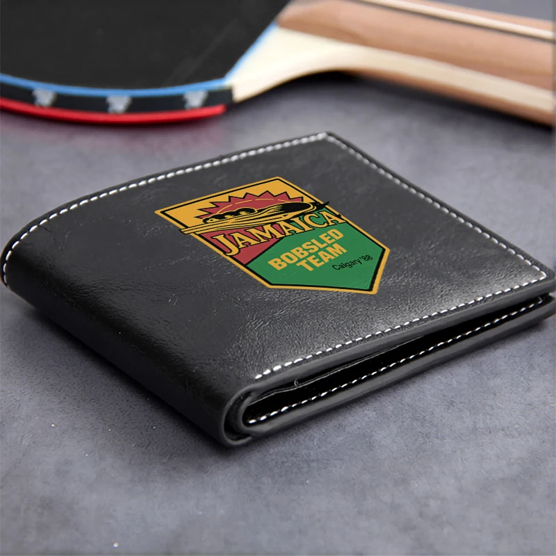 Jamaica Bobsled Team Logo Embossed PU Leather Wallet Men's Compact Durable Lightweight Business Style