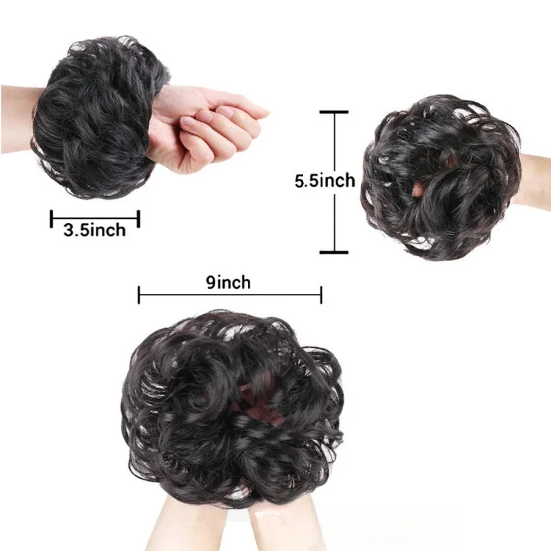 6 Inch Synthetic Hair Bun Extensions Messy Curly Elastic Hair Scrunchies Hairpieces Chignon Donut Updo Hair Pieces for Women