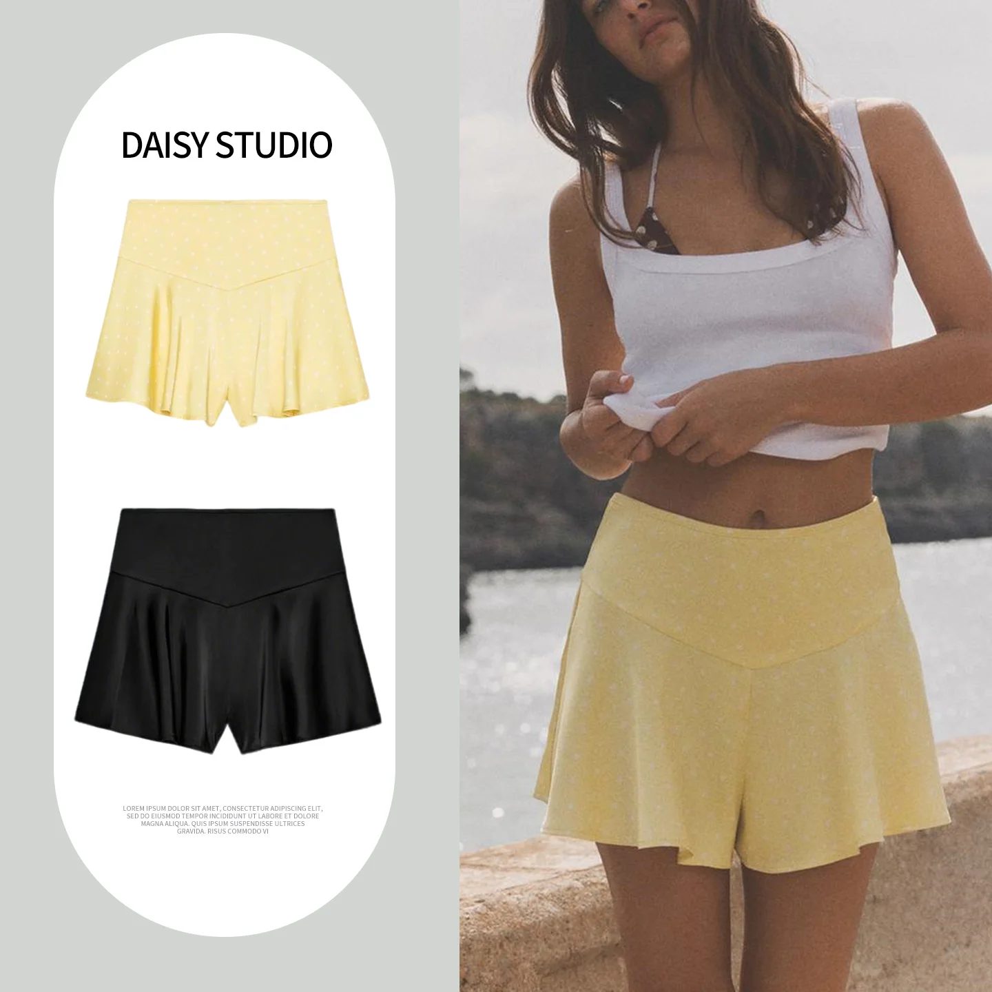 

Casual Style High Waist Loose Fit Straight Leg Short Pants Zipper Closure New Summer Women's Fashion Polyester Fiber Ladies