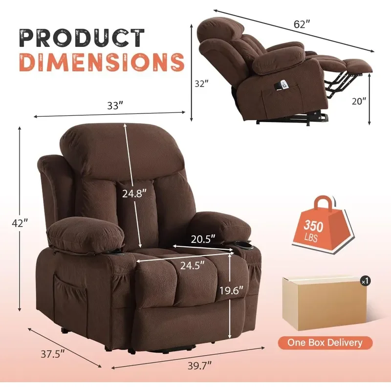 Power Lift Recliner Chair for Elderly with 8 Points Massage and Heat