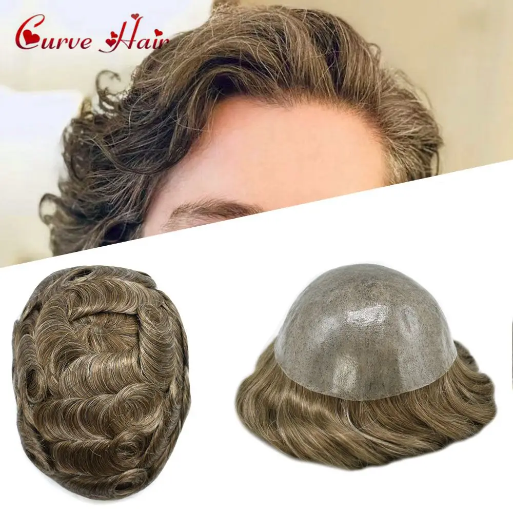 

PU Toupee Wig for Man 0.10mm Thin Skin Hairpieces Poly Hair Prosthesis Piece Human Hair System Mens Wig Hair Units Replacement