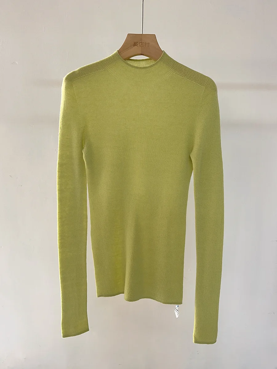 aliaga 18gg seamless half neck 100% merino wool slimming sweater knitted