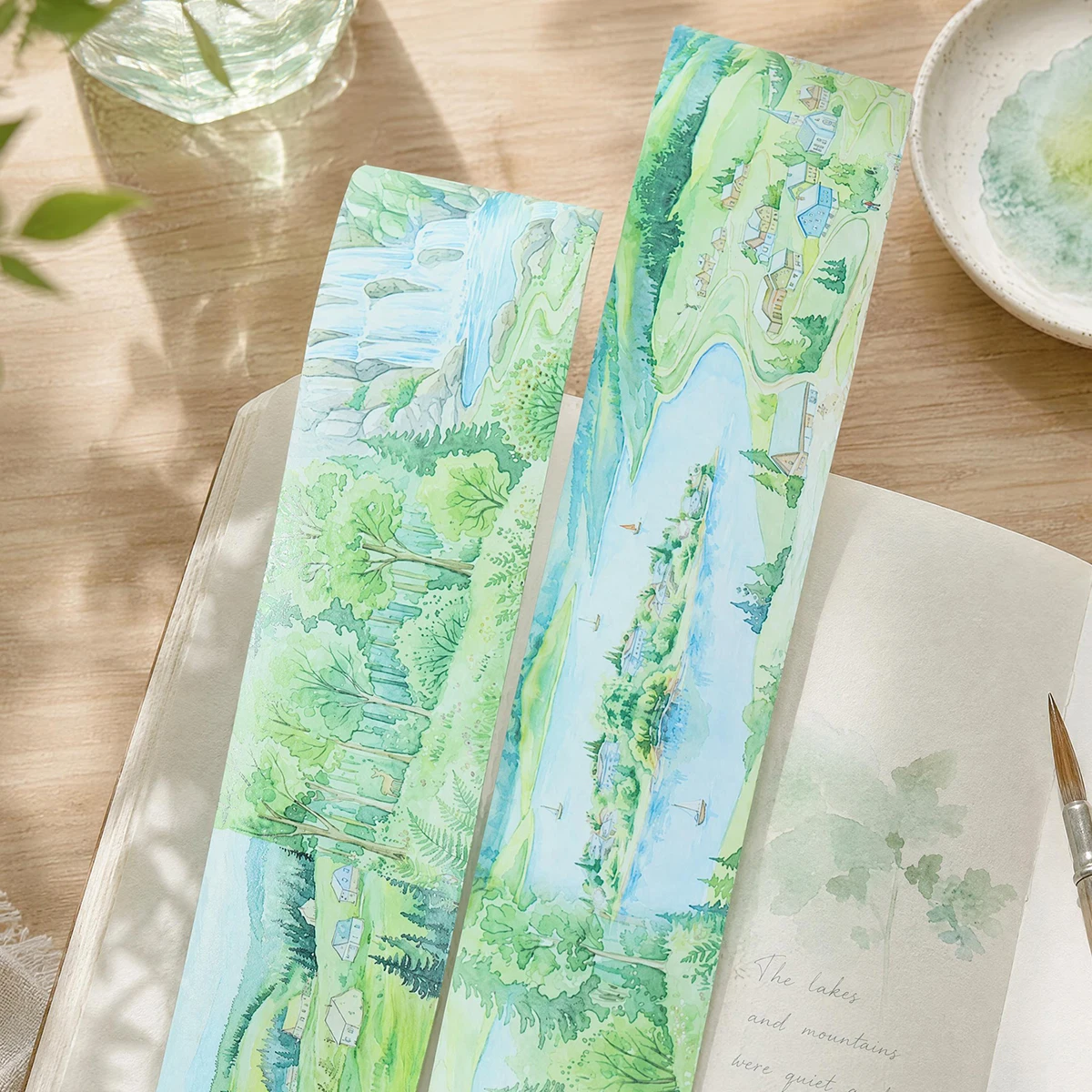 2m/Roll Forest And River Washi Tape Village Masking Tape 3D Crystal Ink Decorative Stickers For Planner Scrapbooking Journal