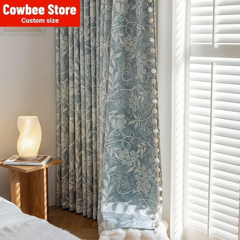 

New Haze Blue A Living Room Chenille Jacquard Light Luxury High-end Thickening Bedroom High Shading Curtain