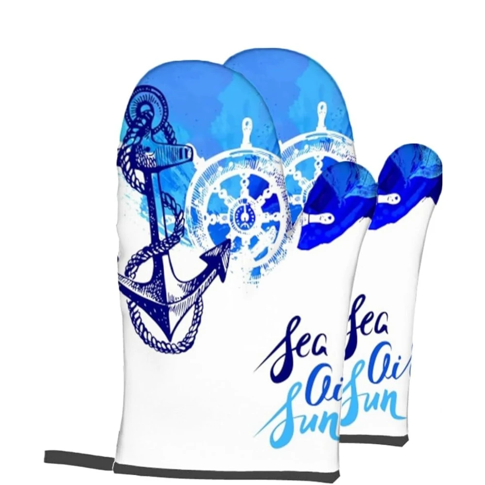 

Sea Theme,Gloves Thermal Insulation Heat Resistance,Travel Sea and Ocean,Waterproof Glovesoven Gloves Printed Pattern Polyester