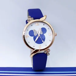 Disney Mickey Uhr Leder Uhren armband Quarz werk Pin Schnalle Stil Glas Zifferblatt optional mit Armband ein Geburtstags geschenk