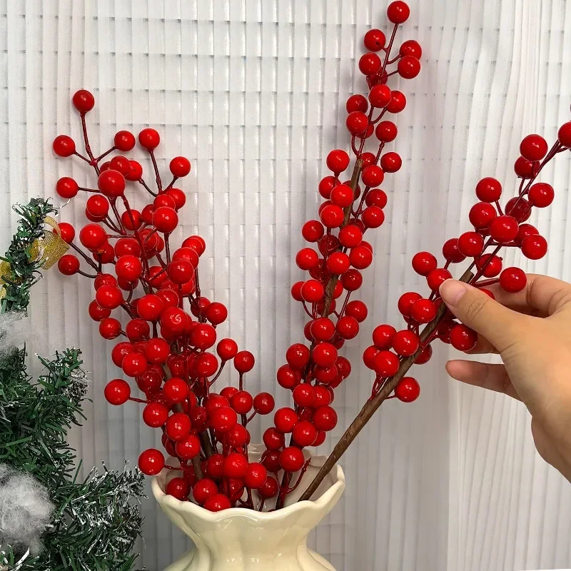 クリスマス人工ベリーステムレッドホーリーベリー枝シミュレーションフラワー植物クリスマスツリーオーナメント新年パーティー装飾