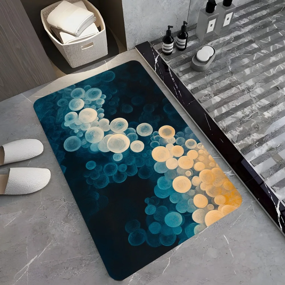 Abstract Light Spots Super Absorbent Bath Mat, Non-Slip Quick Drying Floor Rug, Decorative Carpet for Bathroom Kitchen Cafe