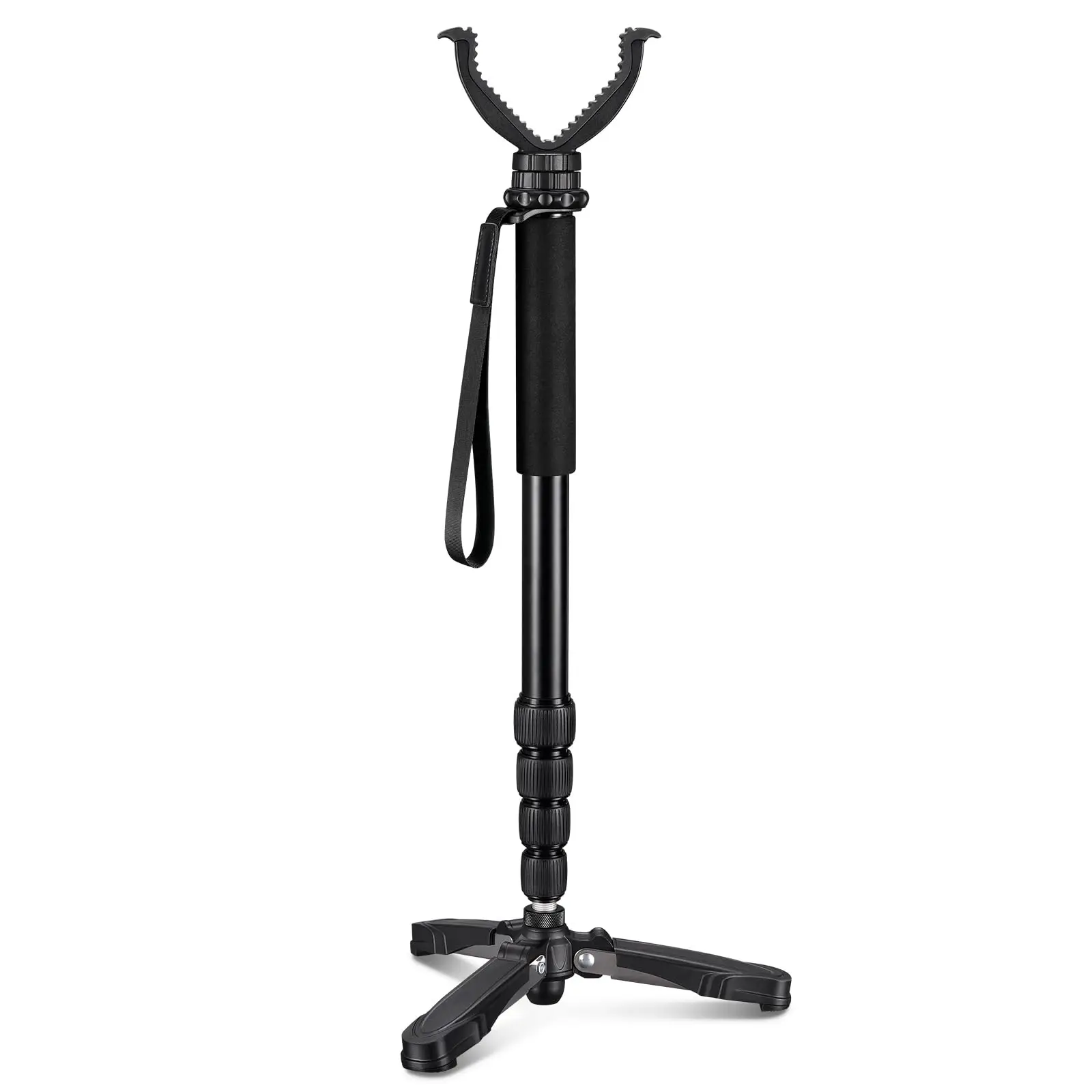

CVLIFE Hunting Monopod Shooting Stick with Tiltable Rotatable Tri-Stand Tripod Base and Rubber V Yoke 20.5"-66.1" for Outdoor