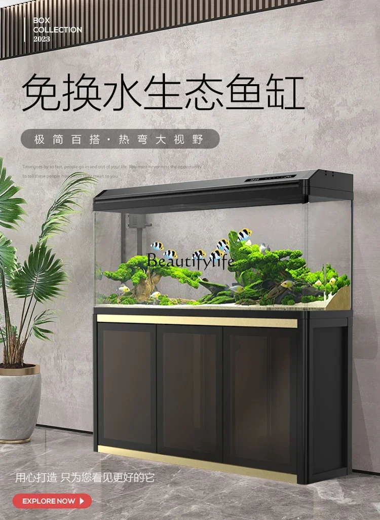 LD33Campio per pesci Acquario Cilindro in vetro ecologico per cambio acqua di piccole e medie dimensioni senza armadietto