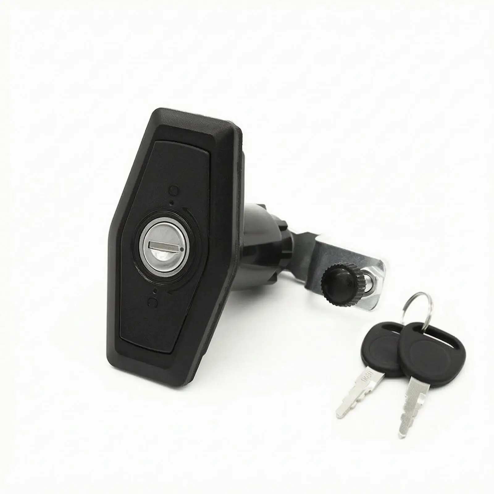RV Compartment Door Lock with Keyed Cylinder Black Plastic Housing for Trailer Yacht Storage Access Panel Security