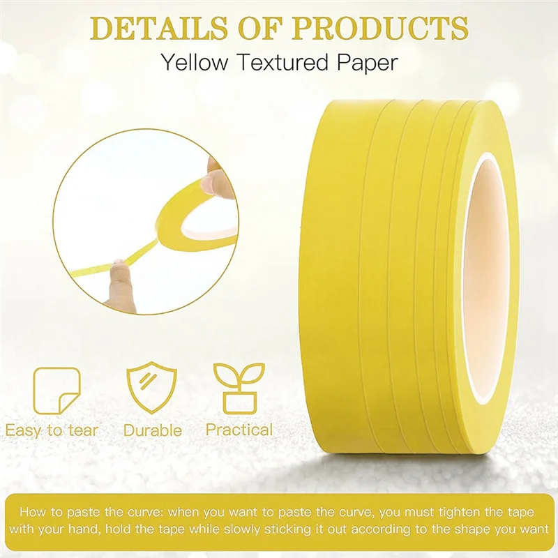 

AB42-18 Rolls Fine Line Tape 1/16,7/10,1/8,1/4,1/2,3/4 Inch X 55Yard, Fineline Masking Tape, Painters Automotive Masking Tape