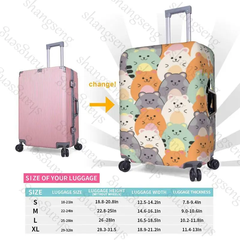 Cartoon Hamster Print Travel suitcase protective case, suitcase cover, elastic protection, washable Luggage cover, 18-32 in