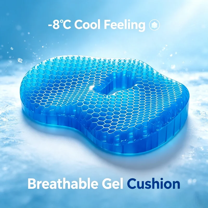 Breathable Thick Honeycomb Gel Cooling Cushion, Silicone Ice Pad Long Sitting Mat for Office Home Commuter Car Chair Summer Use