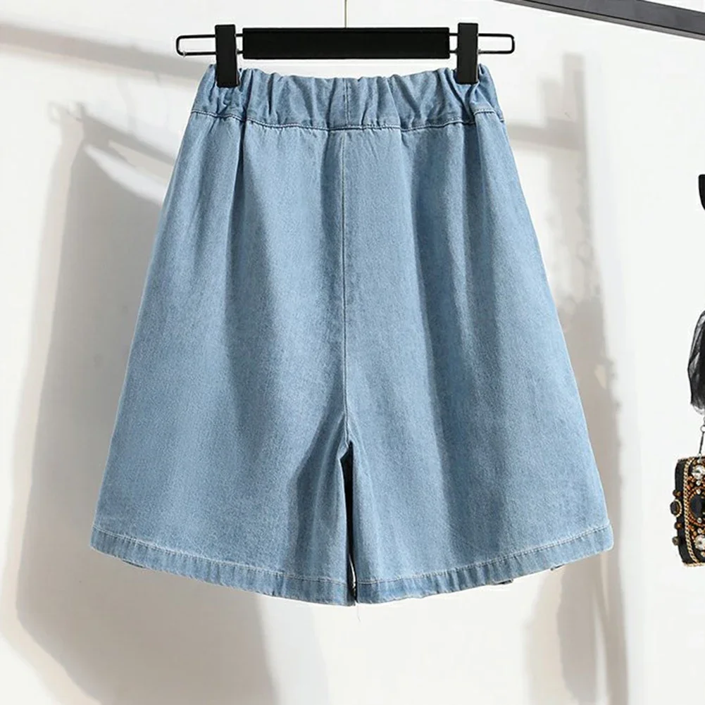 Diário casual wear roupas de férias calças de cintura alta feminino cor sólida shorts azul claro primavera verão outono