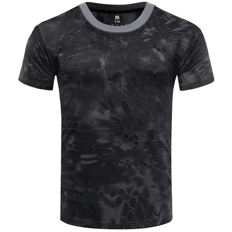 Summer Trend Personality Muscle Men\'s T-shirt 3D Printing Camouflage Short-sleeved Fashion Men\'s Tough O-neck Quick-drying Top