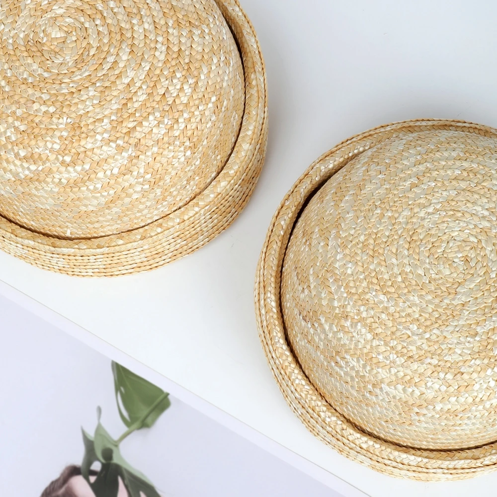 Strohhut im Pillbox-Stil, Sommer-Beret, Sonnenhut, japanischer Retro-Hochzeits-Fedora, Hostess-Mode, Millinery, Fascinator, Designer-Malerhut – Detail 7