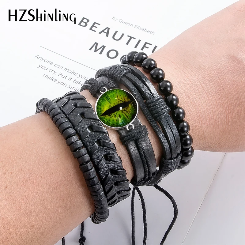 2021 New 5pcs/set Saint Charbel Leather Bracelet Glass Dome Photo Jewelry Men Women Handmade