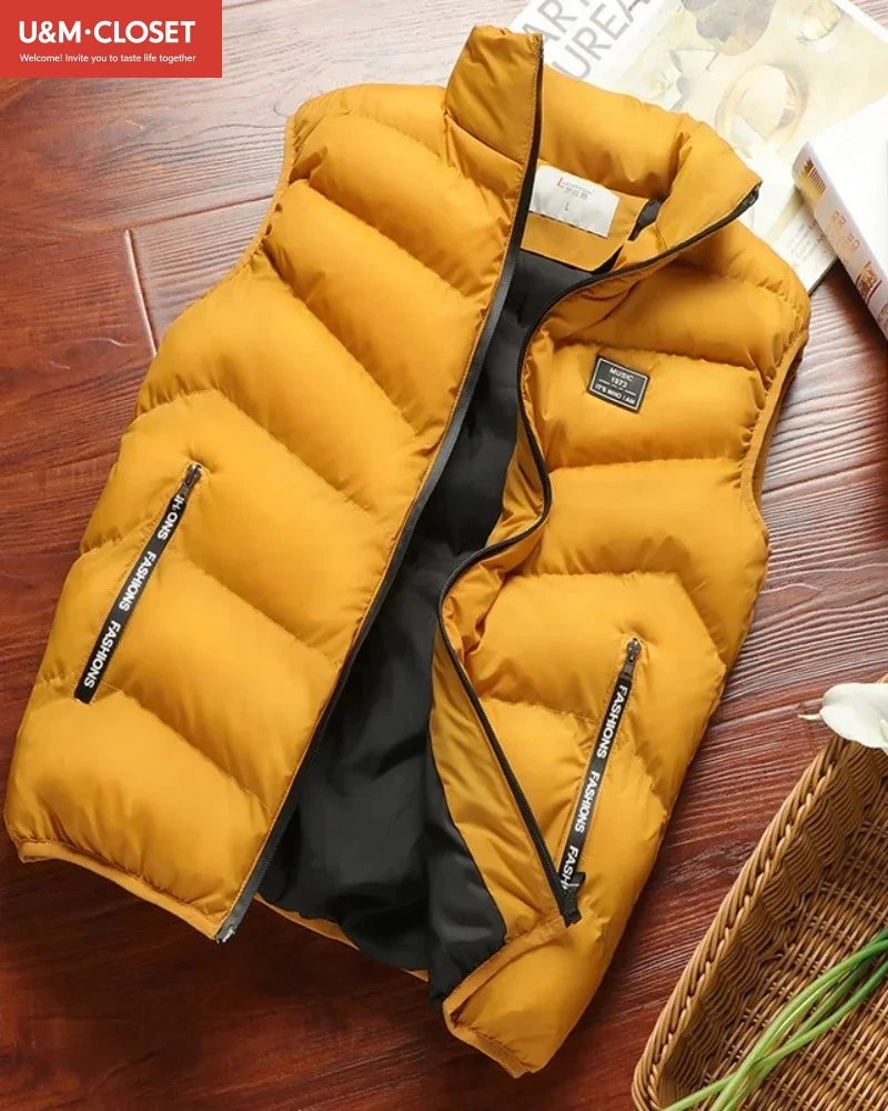 เสื้อพัฟเฟอร์แบบไม่มีแขน สีพื้น เสื้อแจ็คเก็ตขนเป็ด เสื้อกั๊กกันหนาว เสื้อกั๊ก เสื้อคลุมกันลม