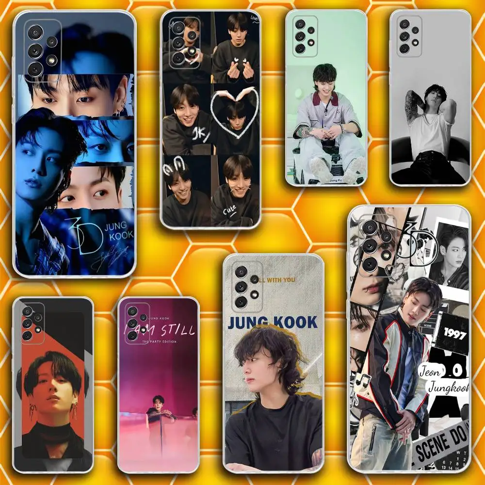 

Phone Case Silicone For Samsung S30,23,21,22,20 FE lite,S10,9,PIus Note20ultra Seven J-JungkookS JK Gold Soft Transparent