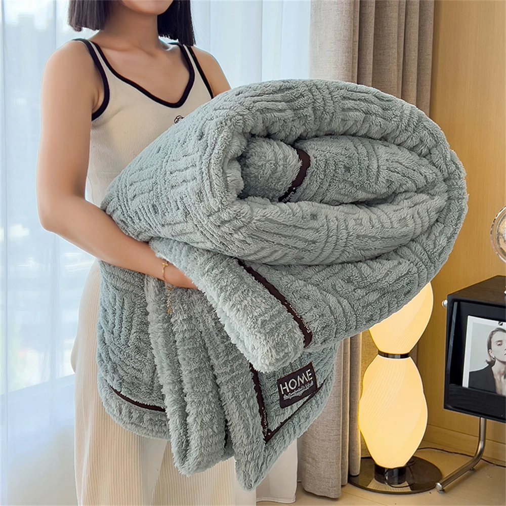 Coral Velvet Blanket Winter Thickened Light Luxury Blanket Office Shawl Blankets Home Air Conditioning Sofa Breathable Bed Cover