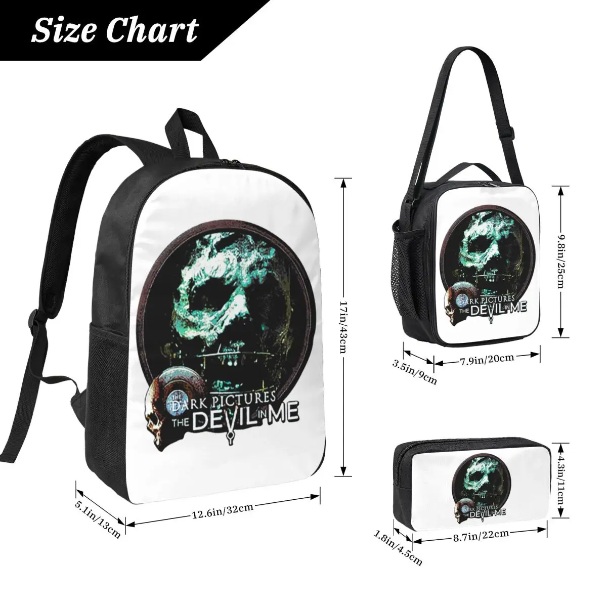 The Dark Pictures Anthology Game Backpack BookBag School Bag Computer Shoulder Bags 3ps Insulated Lunch Bag Pencil Case
