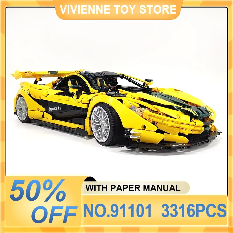 JIESTAR 91101 Technical P1 Super Sport Car Hypercar Building Blocks MOC Racing Vehicle Bricks Puzzle Children Toy Christmas Gift