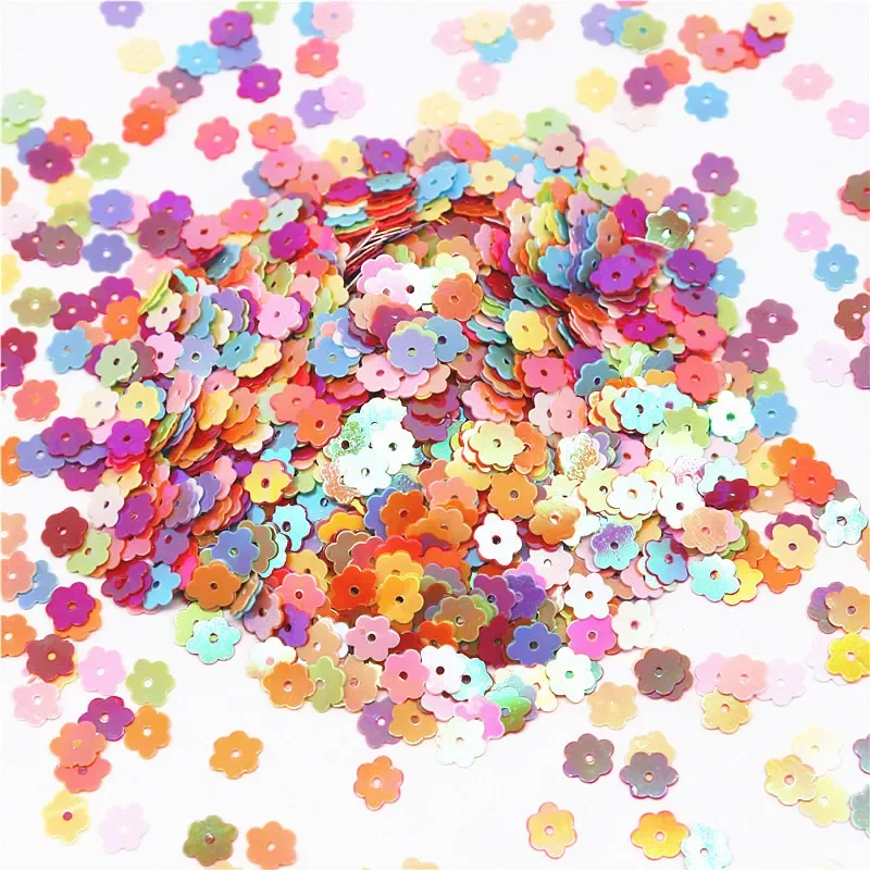 6mm Flower Sequins PVC Flat Plum Blossom Shape Loose Nail Art Sequins Paillettes Sewing Craft DIY Scrapbooking 10g