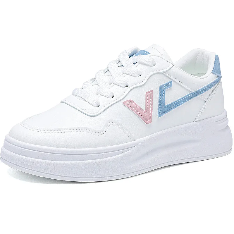 Fashion Women\'s Vulcanize Shoes 2023 New in Casual Classic Solid Color PU Leather Walking Trainers Woman Casual White Sneakers