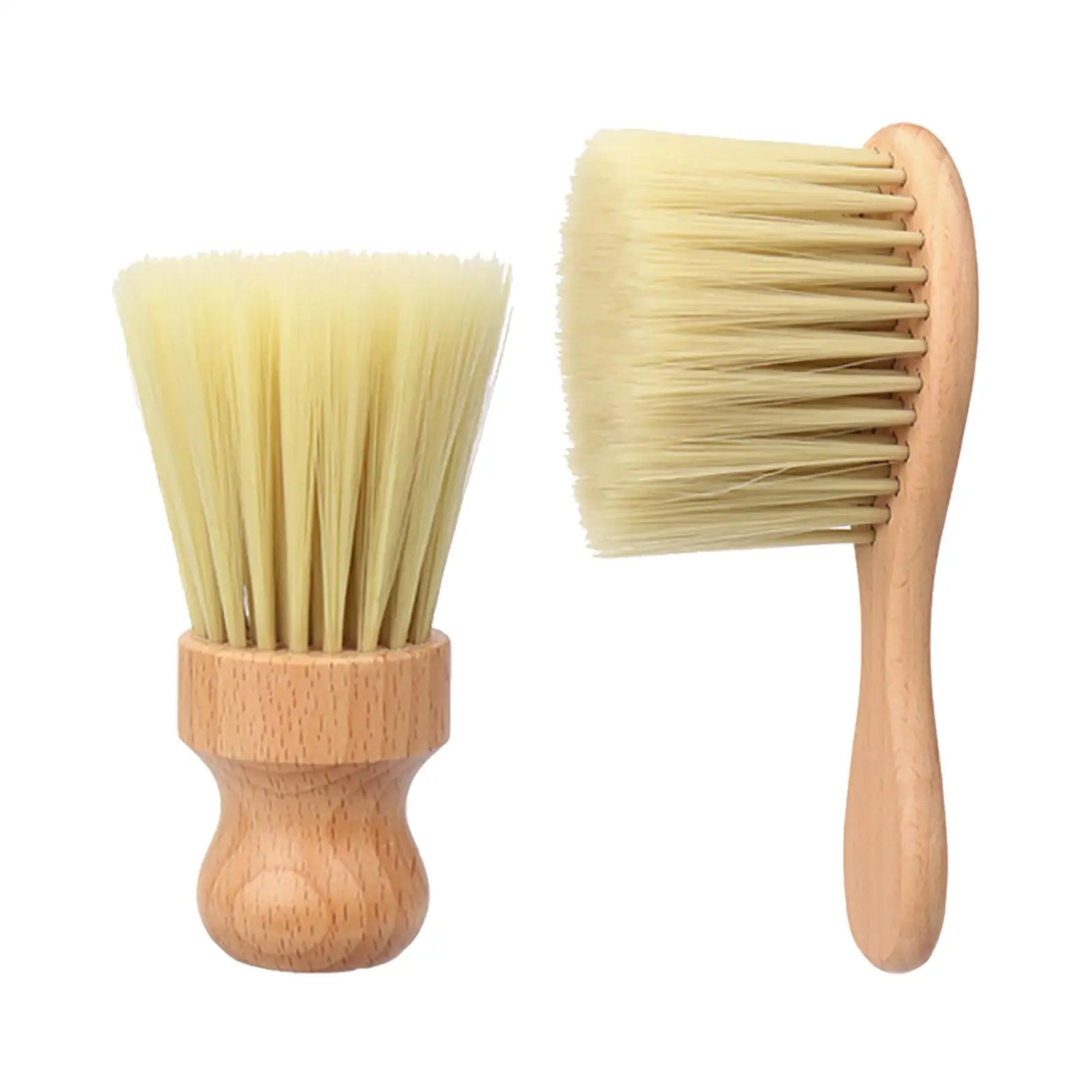 Barber Neck Duster Brush, Beech Wooden Professional Soft Nylon Hair Cutting