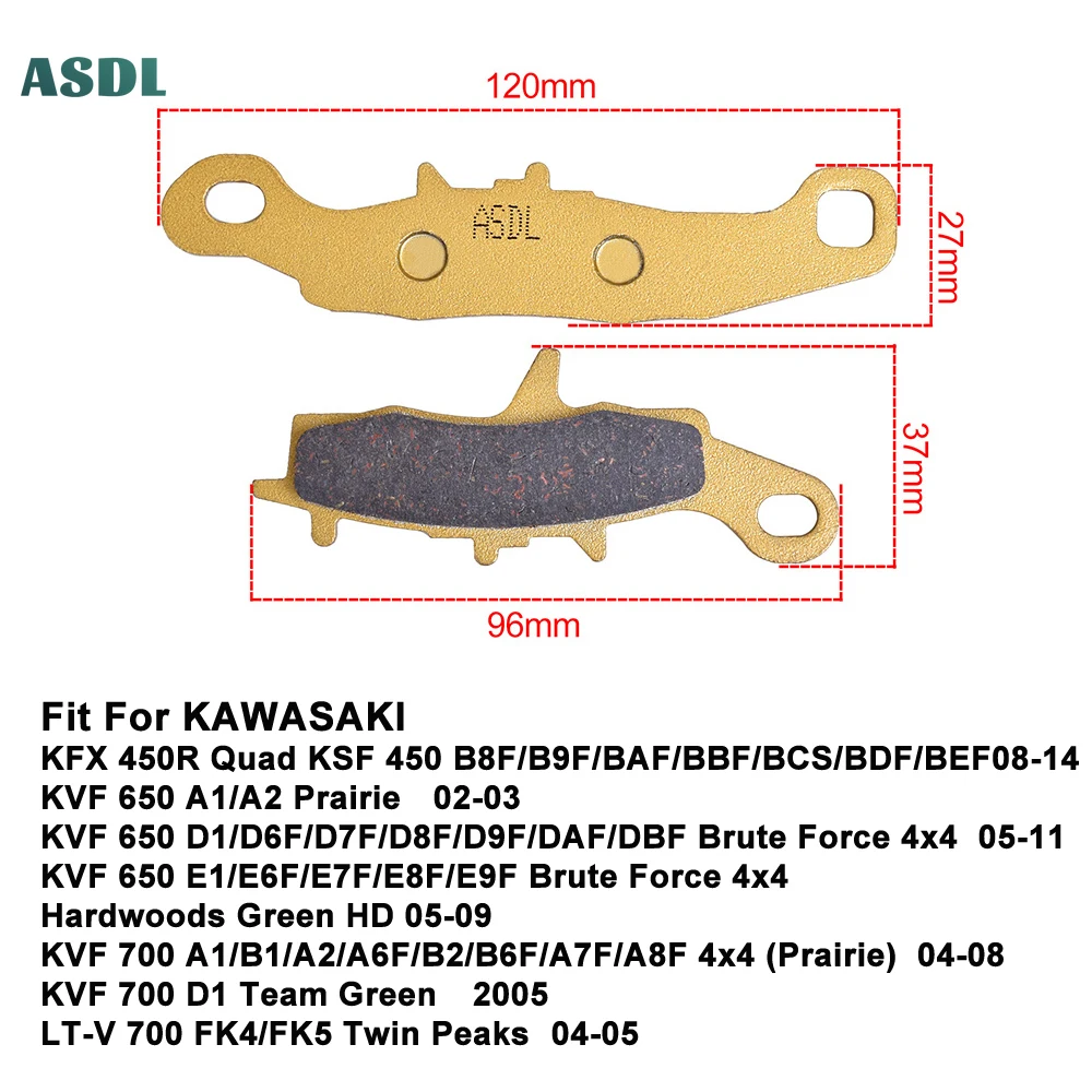 MotorBike Front Rear Ceramic Brake Pads Disc For KFX 450 08-14 KVF 650 KVF 700 2004-2008 LT-V 700 FK4/FK5 Twin Peaks 2004-2005