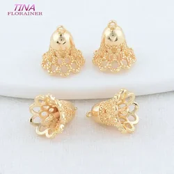 10*11MM 14K Gold Color Brass Flowers Charms Pendants 2 Holes Connect Jewelry Making Supplies Diy Necklaces Findings Accessories