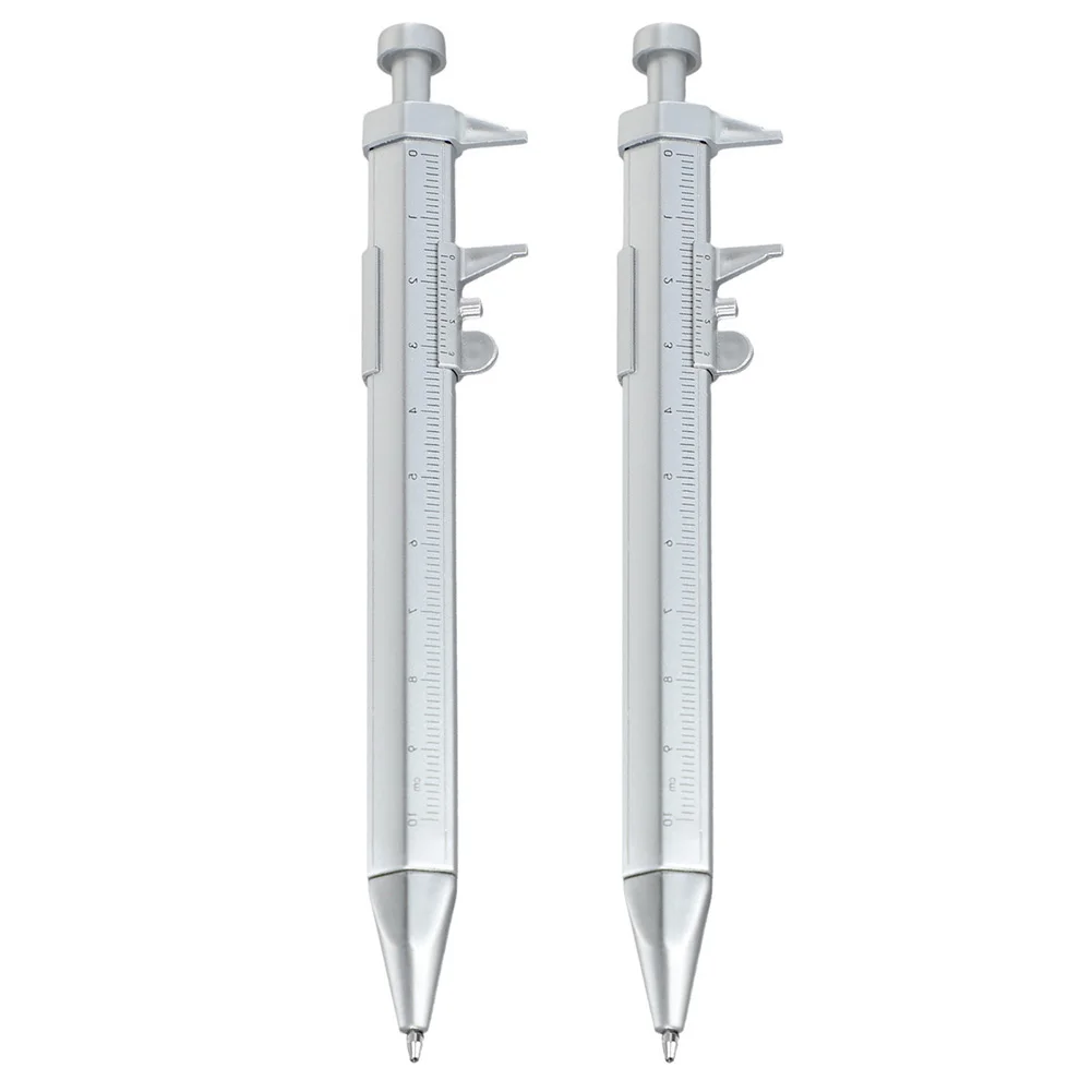 2PCS 0.5mm Gel Ink Roller Ball Pen with Vernier Caliper Ruler 0 to 100mm for Students Teachers and DIY Measurement Projects