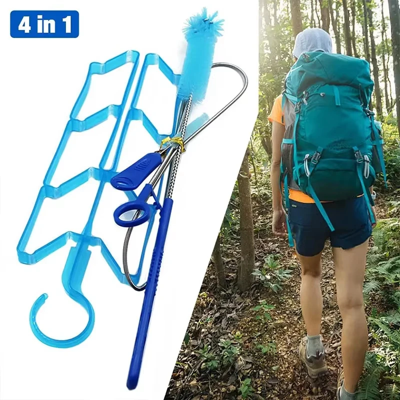 Camping Water Bottle Cleaning Brush 4 In Cleaning Kit Multifunction Water Bag Cleaning Tool Outdoor Camping Tools